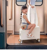 Travel suitcases can sit and ride children's luggage new lazy walking children trolley case boys girls wooden horse suitcase Aimak Store