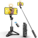Wireless Bluetooth Selfie Stick Foldable Portable Tripod with Fill Light Shutter Remote Control for Android iPhone Smartphone Aimak Store