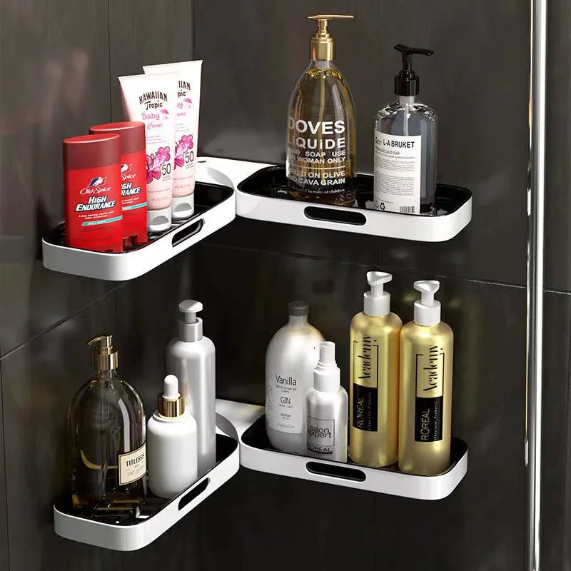 Punch-free Bathroom Shelf Wall-mounted Rotatable Rack  Corner Shower for Shampoo Makeup Organizer Bathroom Accessories Aimak Store