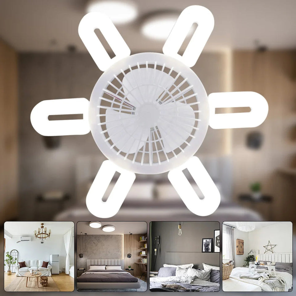 E27 Silent Ceiling Fan Light Ceiling Fan Light Bulb 3 Speed Adjustable 60W Remote Control Electric Fan Chandelier Eye Protection Aimak Store