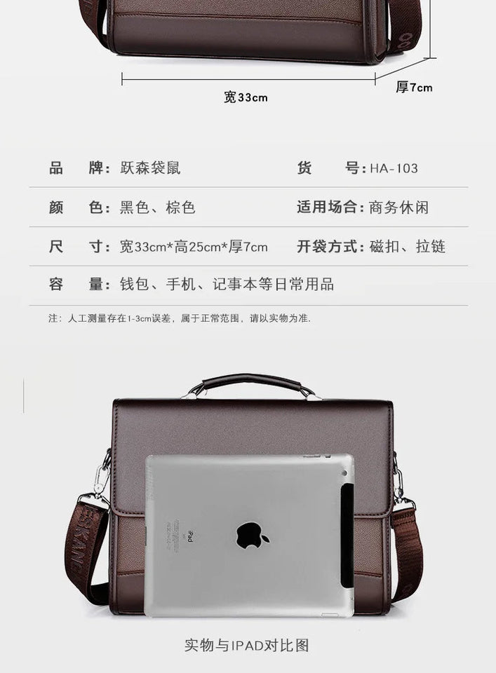 Square Side Crossbody Bag Document Leather Executives Briefcases for Men Designer Business Tote Bag Wallet Shoulder Handbag Aimak Store