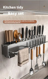 No Drill Wall Mounted Knife Holder Compact Organizer for Kitchen Utensils Cutlery Storage Space Saving Easy Install Aimak Store