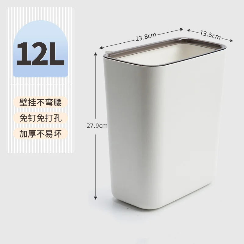 Household plastic flip-top wall-mounted trash can kitchen bathroom bathroom gap wall-mounted storage simple trash can Aimak Store