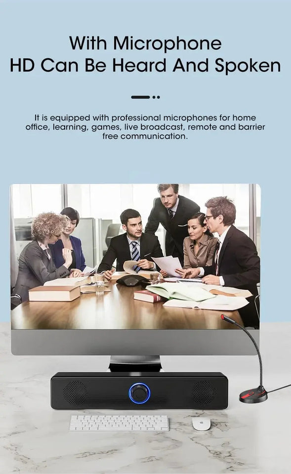 Bluetooth Computer Speakers Wired Surround Sound Bar Stereo Subwoofer Soundbar for Desktop Laptop PC Mini Home Theater System Aimak Store