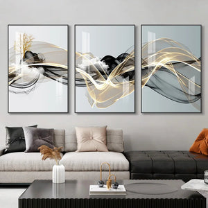 3 Nordic Luxury Ribbon Abstract Wall Art Landscape Modern Poster Print Picture Living Room Home Decorative Painting Aimak Store