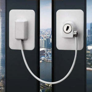 Self Adhesive Window Safety Lock Child Window Cable Restrictor Lock with 2 Keys No Drilling Easy To Use Refrigerator Door Lock Aimak Store