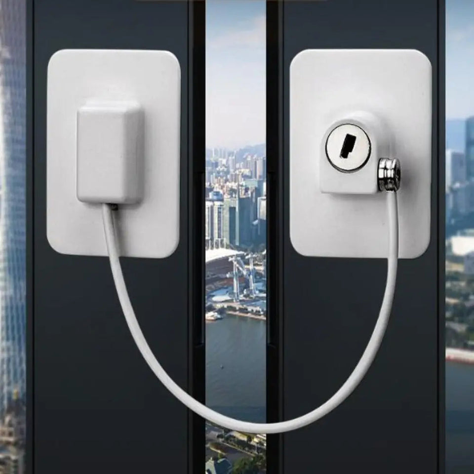 Self Adhesive Window Safety Lock Child Window Cable Restrictor Lock with 2 Keys No Drilling Easy To Use Refrigerator Door Lock Aimak Store