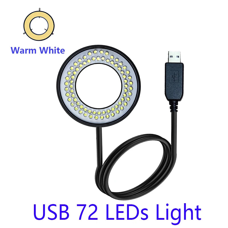 Microscope 72 LED Ring Cold Warm Light USB 5V Integrated Adjustable Dimmer Illuminator Lamp Source Monocular Stereo Trinocular Aimak Store