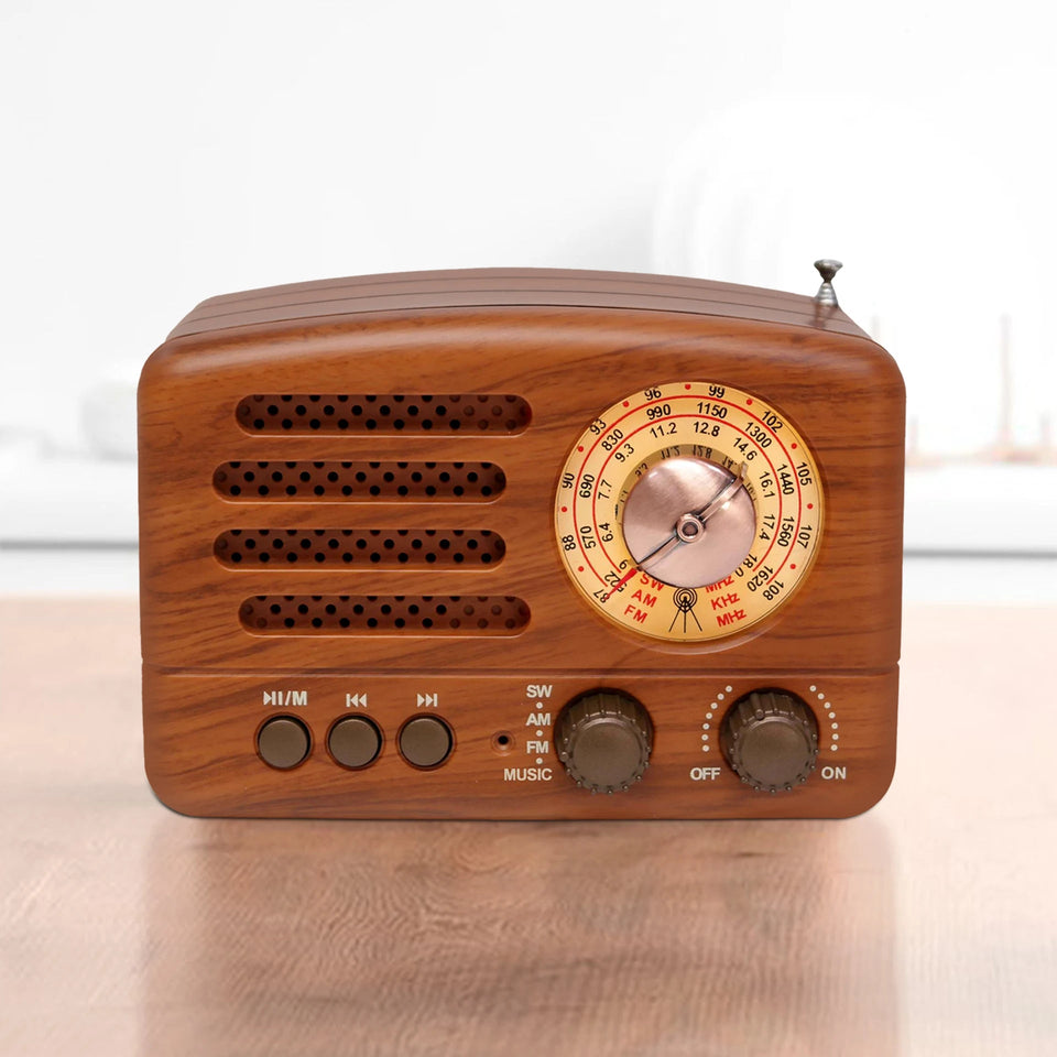 Classical Retro FM AM Radio Desktop Receiver Rechargeable Portable MP3 Radios Stereo 3W Bluetooth Speaker AUX USB Aimak Store
