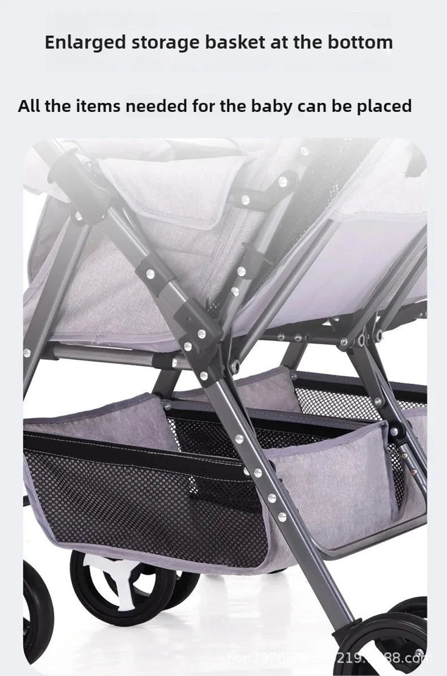 Twin Baby Stroller Can Sit and Lie Down Lightweight Stroller Two Children Outdoor Skate Baby Gods Double Seat Folding Stroller Aimak Store