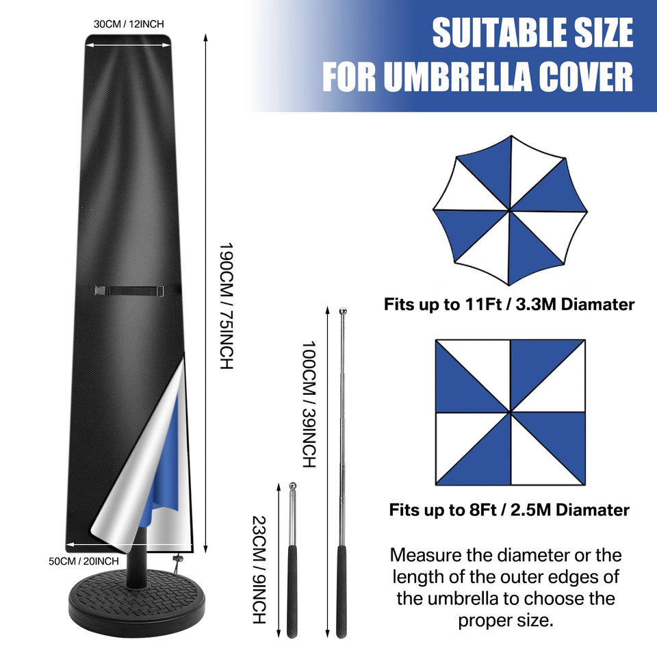 Oxford Cloth Waterproof Parasol Cover Outdoor Garden Patio Anti-UV Windproof Rainproof Sunshade Umbrella Cover with Pole &Zipper Aimak Store