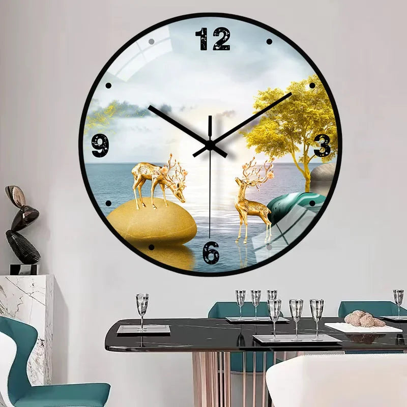 8 Inch Glass Wall Clock Modern Design Chinese Style Series Art Round Mute Creative Hanging Home Living Room Bedroom Decoration Aimak Store