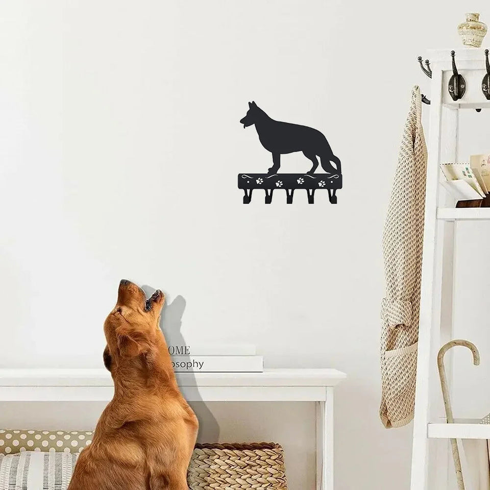 1pc German Shepherd Key Rack Dog Leash Hanger - 9 inch/ 6 inch Wide Metal Wall Art Wall hanging Towel Rack Coat Home Decor Aimak Store
