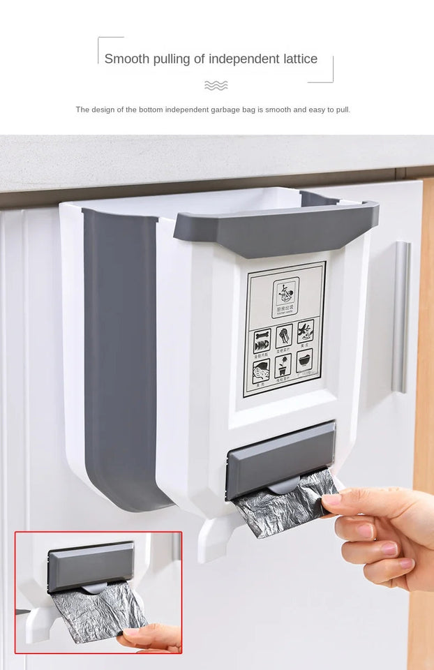 Wall Mounted Hanging Cabinet Rubbish Waste Bin Container Folding Kitchen Trash Can Garbage Storage Box Bags Aimak Store