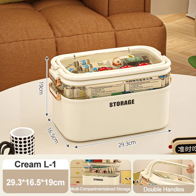 3/4 Layers Large Capacity Family Medicine Organizer Storage Box Portable First Aid Kit Pill Container Emergency Pharmacy Box Aimak Store