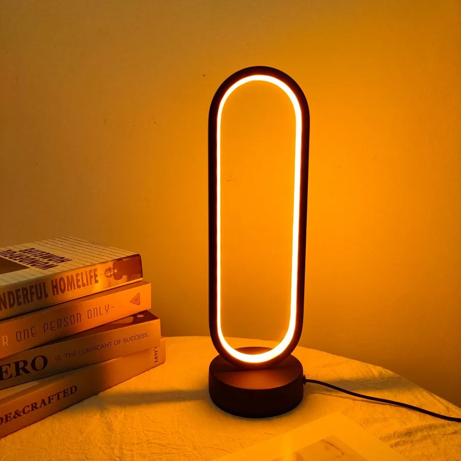 1PC Lamp bedroom Ring Lamp Living Room Three-color Dimming Bedside Lamp LED Night Light Aimak Store