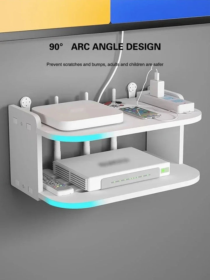 2/3 Layer 30cm Wifi Hanging Shelf Router Power Strip Multi Outlet TV Set Top Box Cable Hidden Floating Rack Storage Organizer Aimak Store