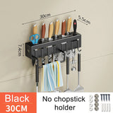 Stainless Steel Frame Wall Mounted Knife Holder Kitchen Nail Free Storage Rack Knife With Hook Kitchen Cabinet Storage Rack Aimak Store