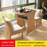 Balcony courtyard leisure table and chair combination rattan chair three piece set tea imitation rattan chair tea table Aimak Store