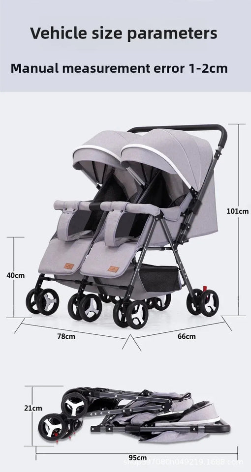 Twin Baby Stroller Can Sit and Lie Down Lightweight Stroller Two Children Outdoor Skate Baby Gods Double Seat Folding Stroller Aimak Store