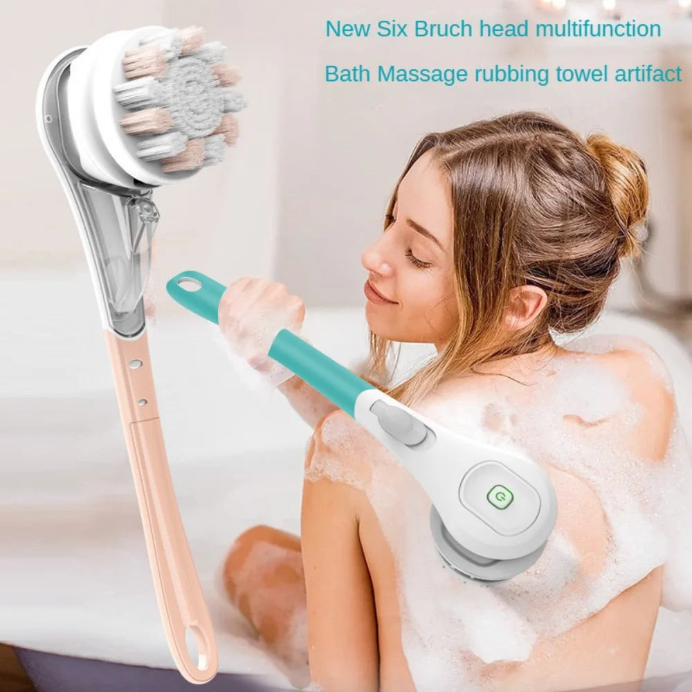 Electric Bath Brushes Shower Cleaning Body Massage Brush Multifunctional Brush Spa Waterproof IPX7 Long Handle Back Brushes Aimak Store