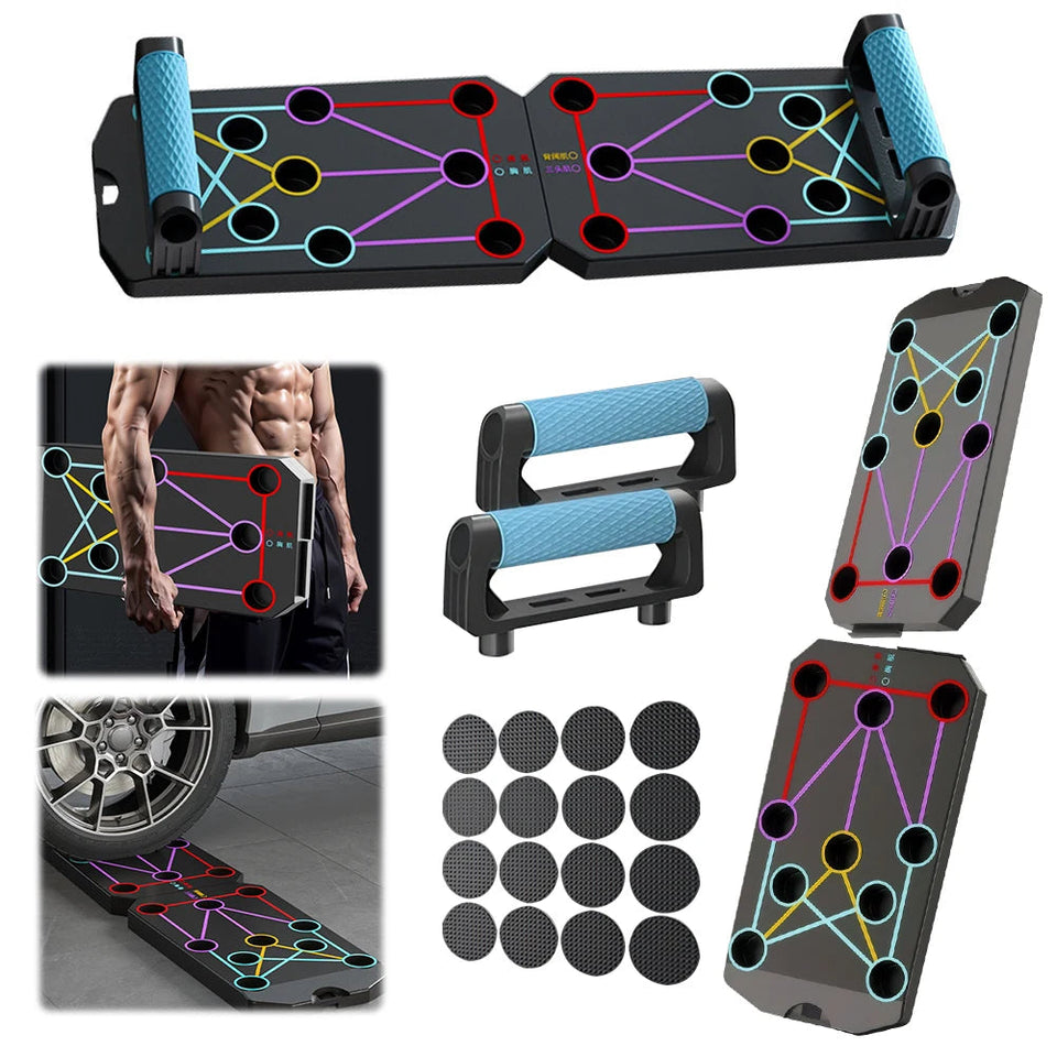 Folding Push-up Board Portable Fitness Equipment Multi-Functional Abdominal Enhancement Support Heavy Duty Non Slip for Home Gym Aimak Store