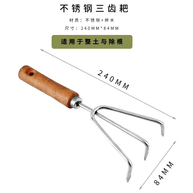 4pcs/set Heavy-duty Garden Tool,Durable Stainless Steel And A Sturdy Wooden Handle. Includes Hand Shovel, Trowel, Garden Rake Aimak Store