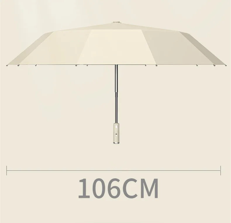 Folding Umbrella with Fan USB Charge Cool Ultra-light Parasol Black Coating Sun-resistant Umbrellas with Gift Box Aimak Store