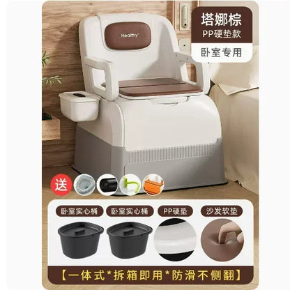 Ergonomic Elderly Toilet, Detachable Armrest, Heightened Portable Seat, Soft Backrest Comfort Chair for Pregnant Women