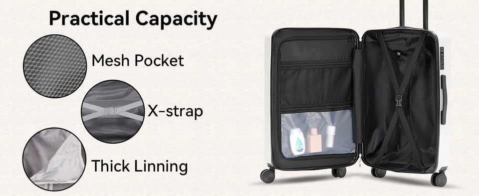 20 Inch Cabin Suitcase Front Opening Spinner Wheel Travel Rolling Luggage For Men Women Trolley Case With TSA Lock,USB Charging Aimak Store