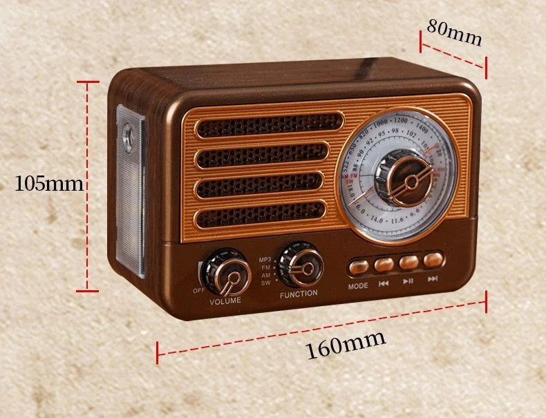 Retro Wireless Bluetooth Speaker Vintage  FM Radio Receiver Rechargeable HIFI Sterero Mp3 PlayerSUPPORT USB/SD/TF Aimak Store