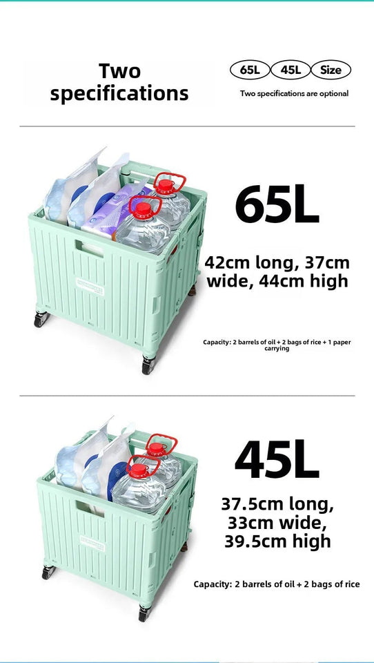 Folding Supermarket Shopping Hand Cart Trolley Convenient Stair Climber Foldable Cart with Wheels for Groceries Outdoor Camping Aimak Store