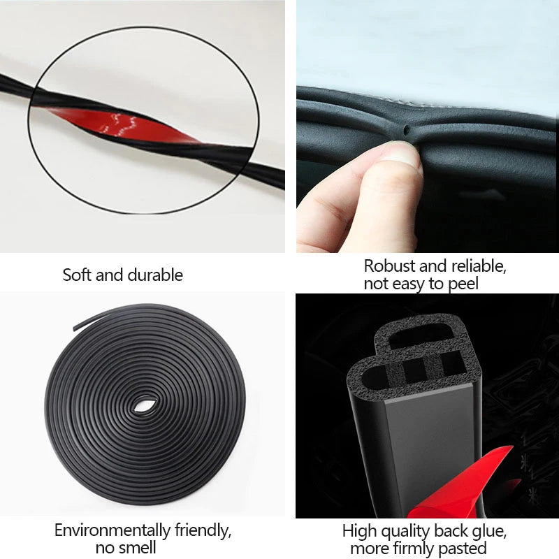 SEAMETAL Car Door Seal Strip Rubber Double Layer Sealing Protector Soundproof Waterproof Weather Strips for Car Door Hood Trunk Aimak Store