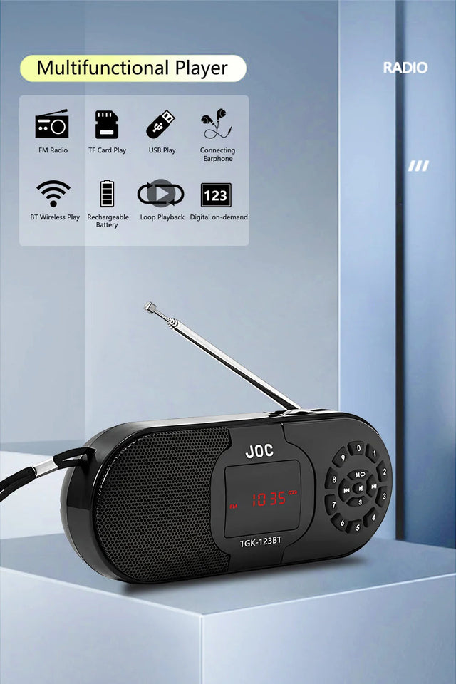 Digital Portable Radio FM Bluetooth Speaker With MP3 Player Support TF Card USB Speaker Rechargable Battery Radio FM Receiver Aimak Store