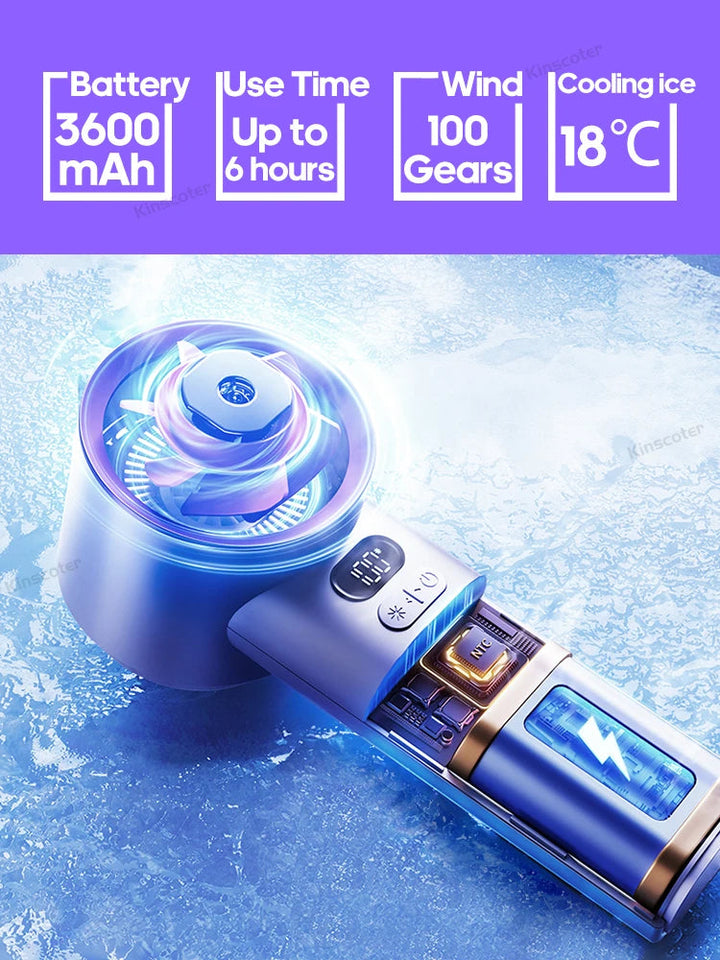 KINSCOTER Portable Handheld Turbo Fan 100 Wind Speeds Adjustable Mini Personal Fan Battery Operated Electric Eyelash Fan Aimak Store