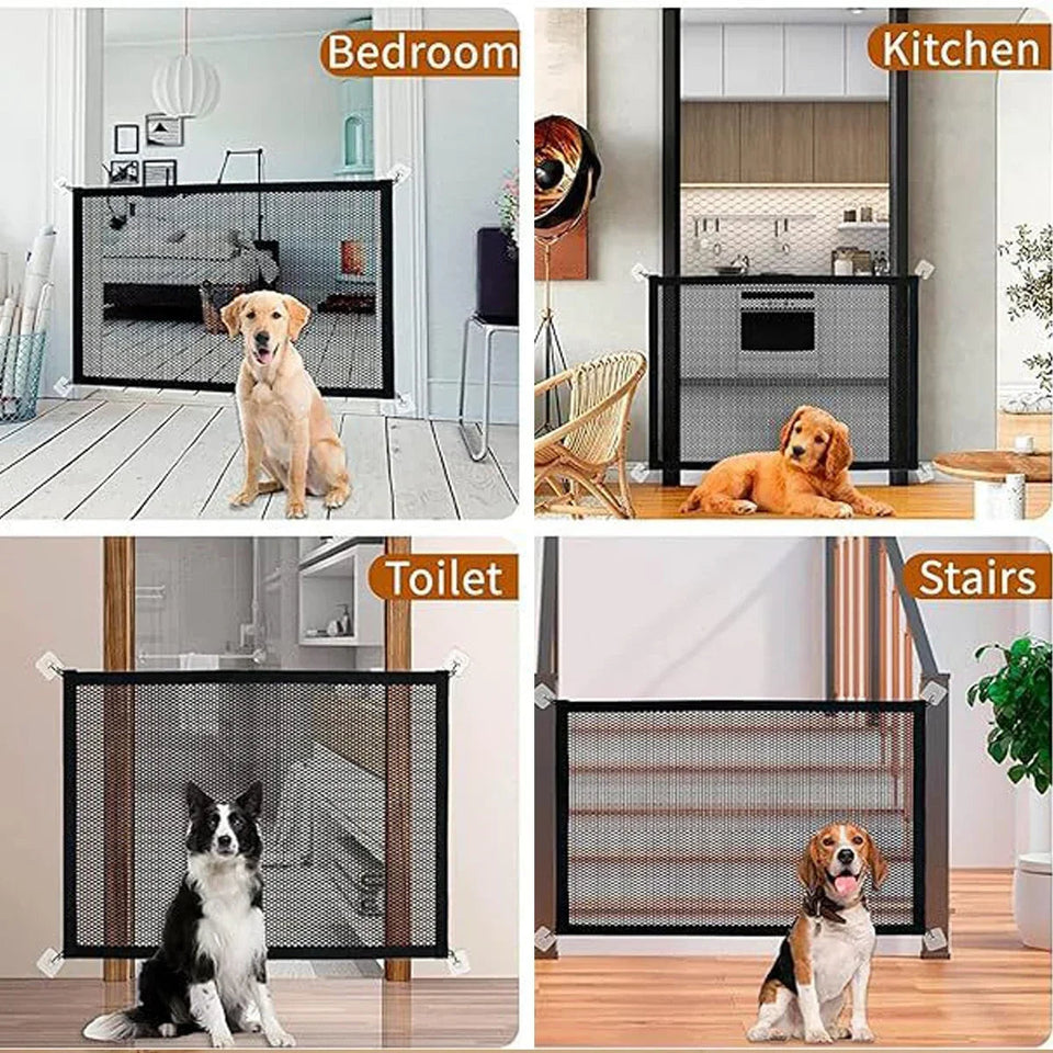 Pet Barrier Fence Baby Safety Gate Mesh with Telescopic Pole Hook Stairs Entrance Indoor Gate Fence Safety Protection Punch-free Aimak Store