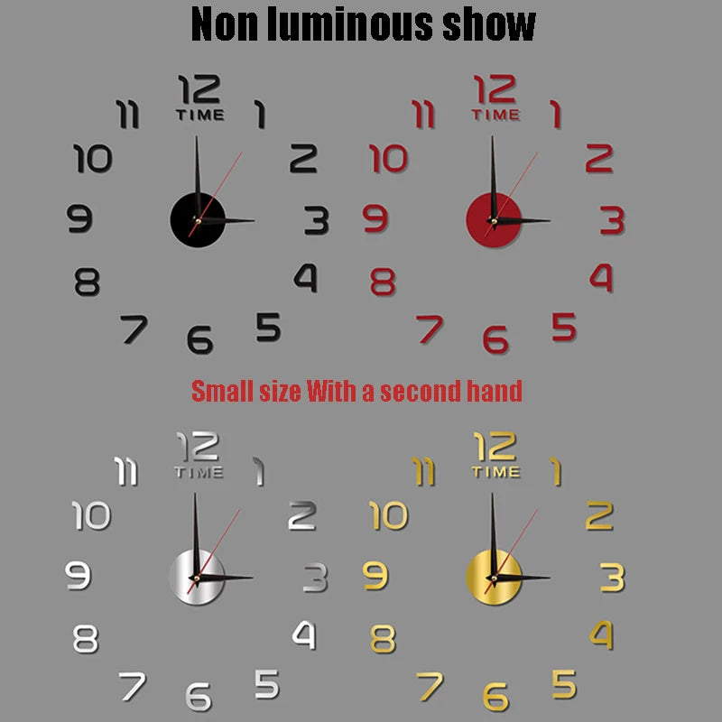 2024 New Metall Moderne 3D DIY Wall Clock Acrylic+EVR+Metal Mirror Home Decoration Super Big 130cm X130 Cm Factory Freeshipping Aimak Store