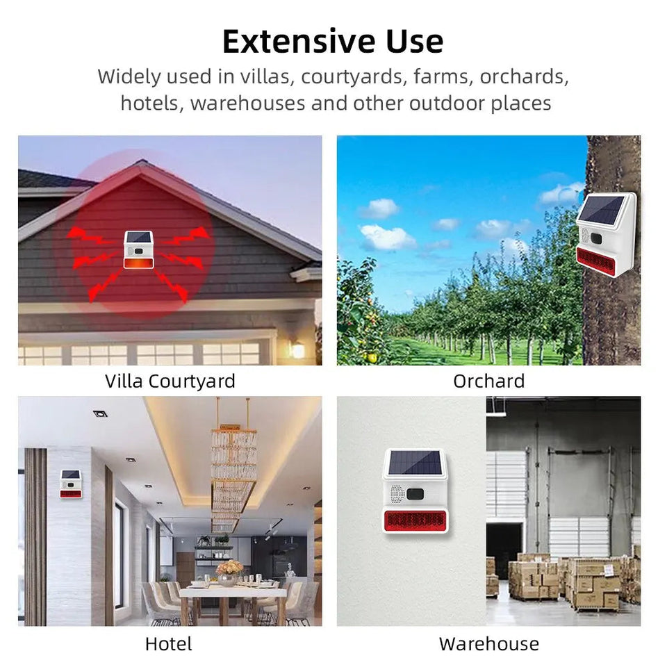 433MHZ Wireless Solar SIren Sound Light Flash Alarm Outdoor Alarm Horn for PGST GSM Home Security Alarm System Aimak Store