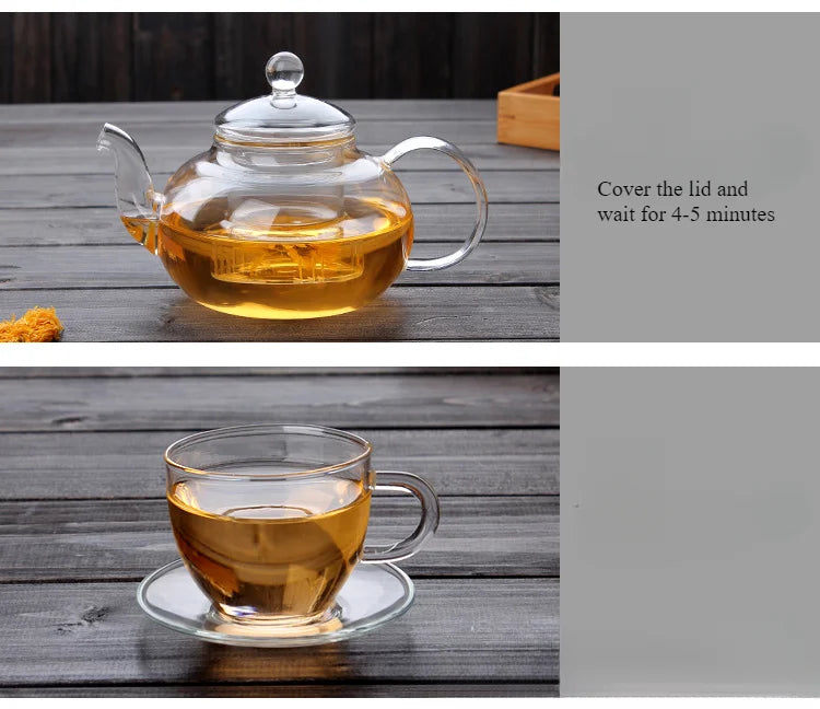 400ml/1000ml Heat-resistant Glass Tea Pot Flower Kettle Kung Fu Teawear Set Tea Strainer Infuser Puer Oolong Barley Pot Teaware Aimak Store