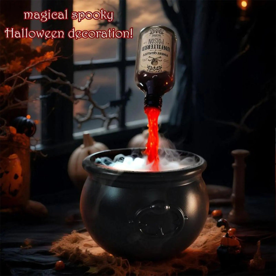 Halloween Cauldron Potion with Floating Potion Bottles and Diffuser floating potion bottles and skull-shaped Festive Spooky Prop Aimak Store