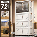 3-Tier Foldable Kids Wardrobe Storage Cabinet with Magnetic Doors & Wheels，Customizable Setup for Home Nursery Organization Aimak Store