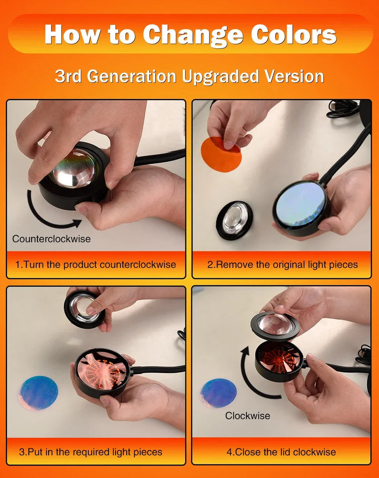 USB Sunset Light LED Rainbow Neon Night Lamp Sunset Projector Self Photography Light Wall Atmosphere Lighting For Bedroom Decor Aimak Store