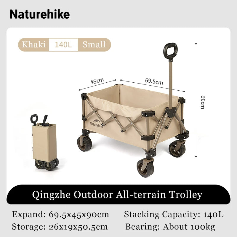 Naturehike Big Wheels Heavy Duty Folding Cart Outdoor Large Capacity Wagon Cart Beach Wagon For Sand Pull Trolley Camping Cart Aimak Store
