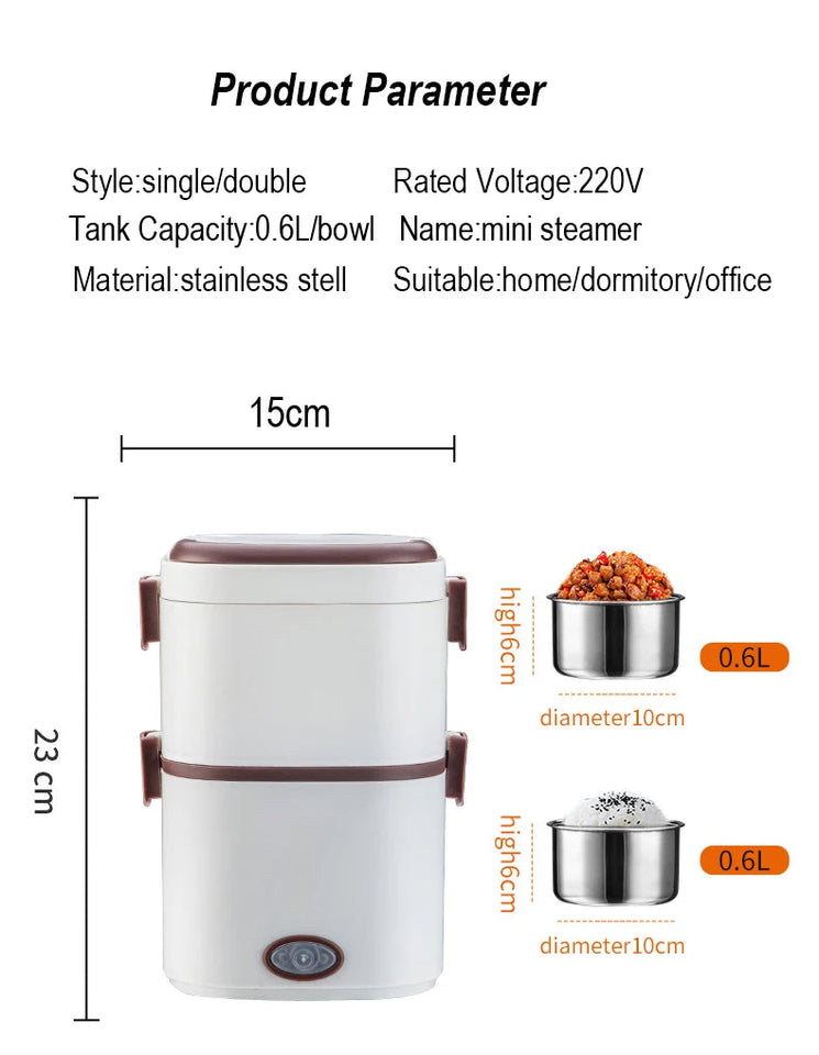 Electric Rice Cooker 220V Multi-functional Lunch Box Single/Double Layer Cooking Machine Food Steamer Food Storage Box EU Plug Aimak Store