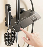 Piano Keys Shower System Set Bathroom Shower Set Gray Black Bathtub Hot and Cold Shower Faucet LED Digital Copper Tap Shower Set Aimak Store