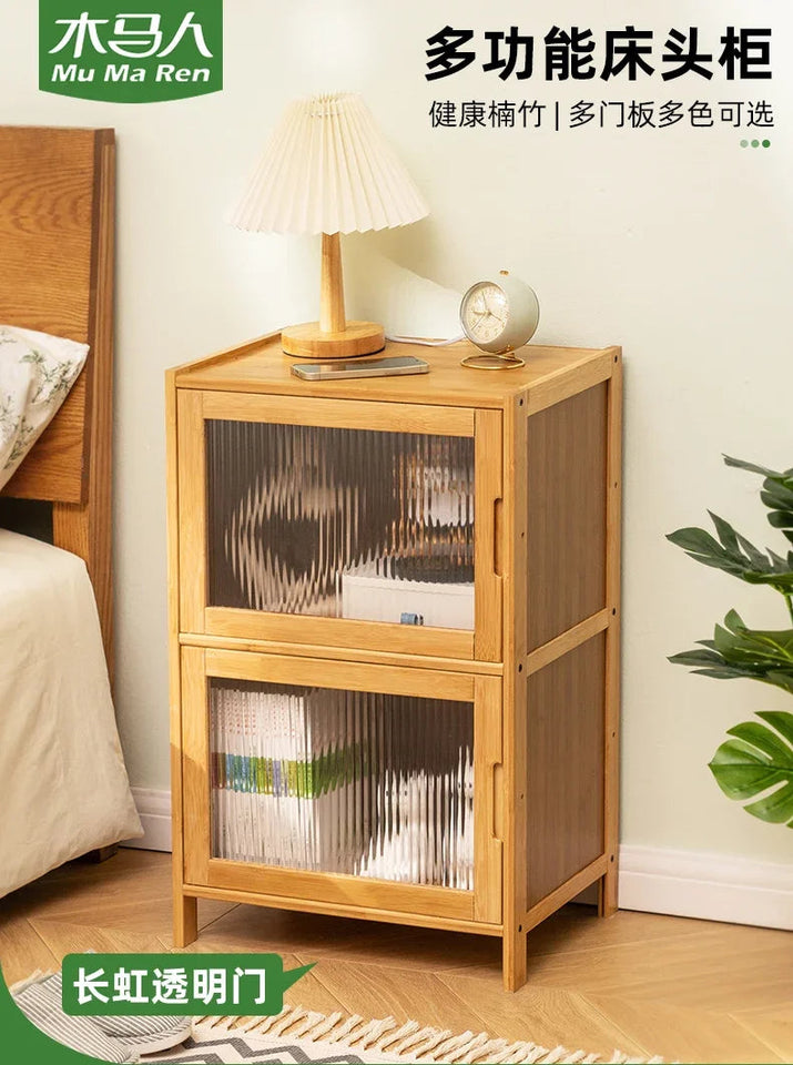 Modern Simple Storage Small Night Stand Household Bedside Table Solid Wood Bedchamber Large Capacity Home Furniture Aimak Store