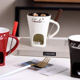 130ML European Candle Cup Cheese Chocolate Melting Ceramic Mug Heating Food Ceramic Mug with Fork Creative Coffee Mug Tableware Aimak Store