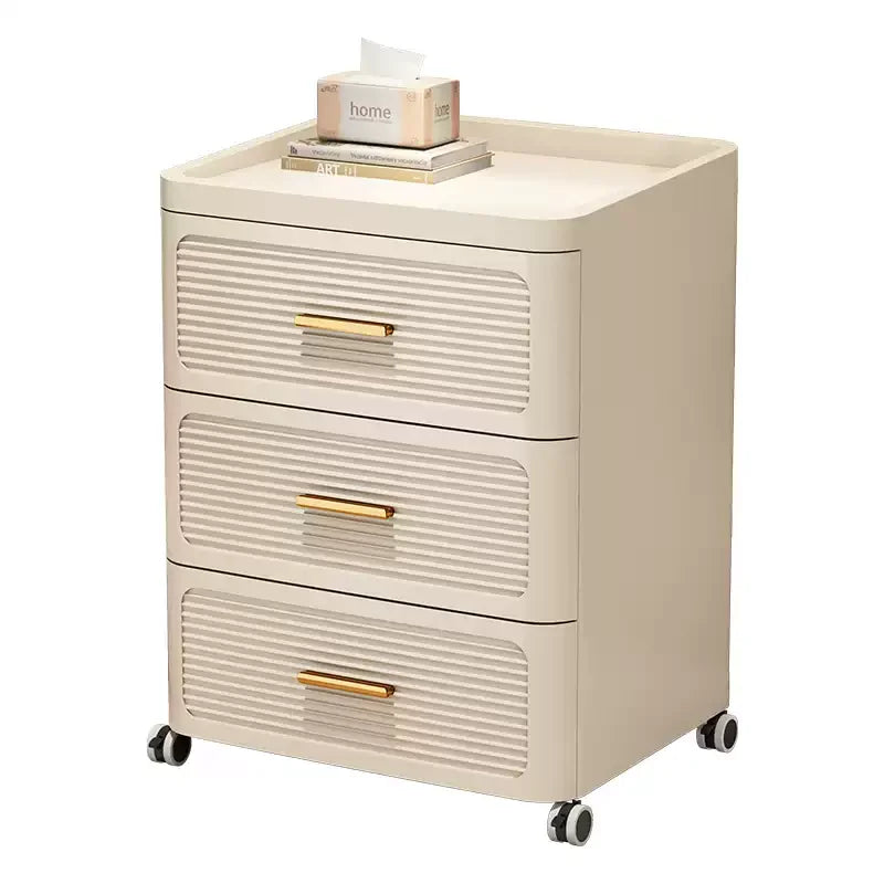 Modern Minimalist Nightstand with Drawers|Faux Wood Bedside Storage Cabinet Movable Bedroom Organizer Space-Saving HomeFurniture Aimak Store