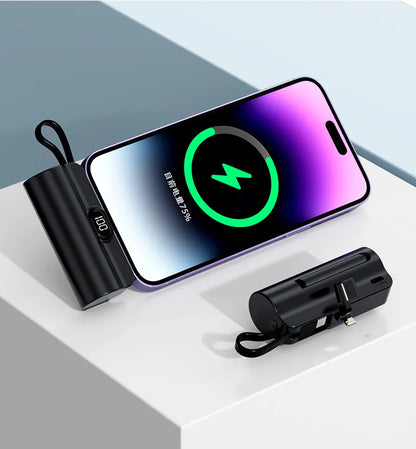 5000/10000/20000mAh 2IN1 Mini Power Bank Pocket External Battery Plug Portable Power Bank For iPhone Huawei Fast Charging Outdoo