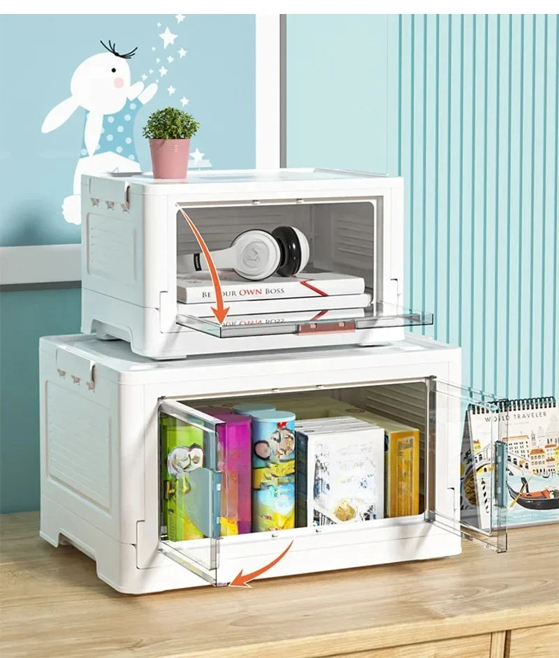 Foldable Storage Box Large Capacity Sundries PP Organizer Bedroom Transparent Stackable Toy Snacks Sorting Bin Closet Organizer Aimak Store